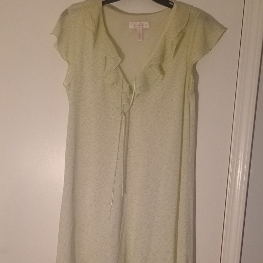 Oscar de la Renta Cream Ruffle Mini Dress